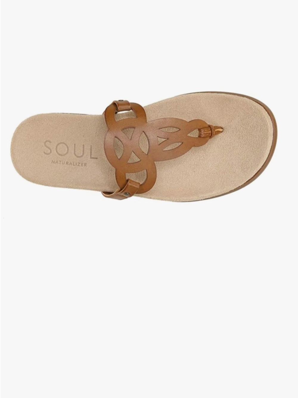 SOUL Naturalizer Women's Tan Leather Cutout Thong Sandals